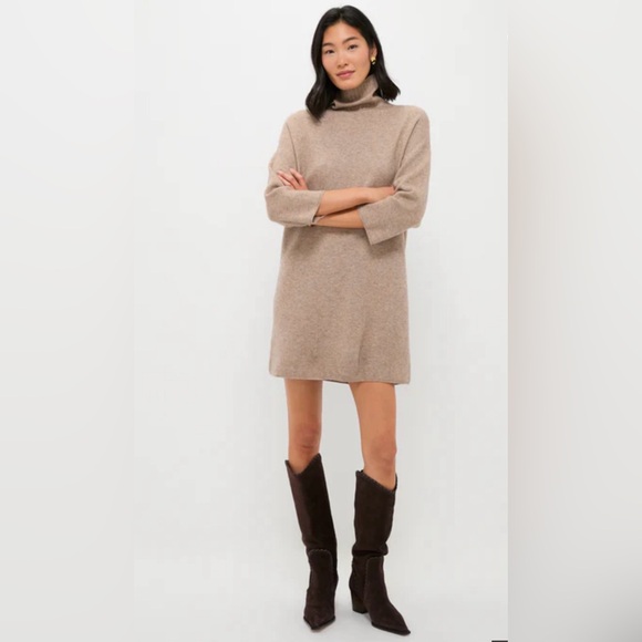 Pomander Place Dresses & Skirts - Pomander Place Cozy Tan Vivienne Knit 3/4 Sleeve Dress